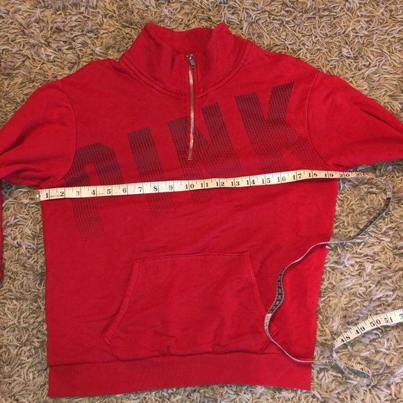PINK Victoria’s Secret quarter zip hoodie XS red hoodie PINK VS QUARTER zip - Picture 13 of 14